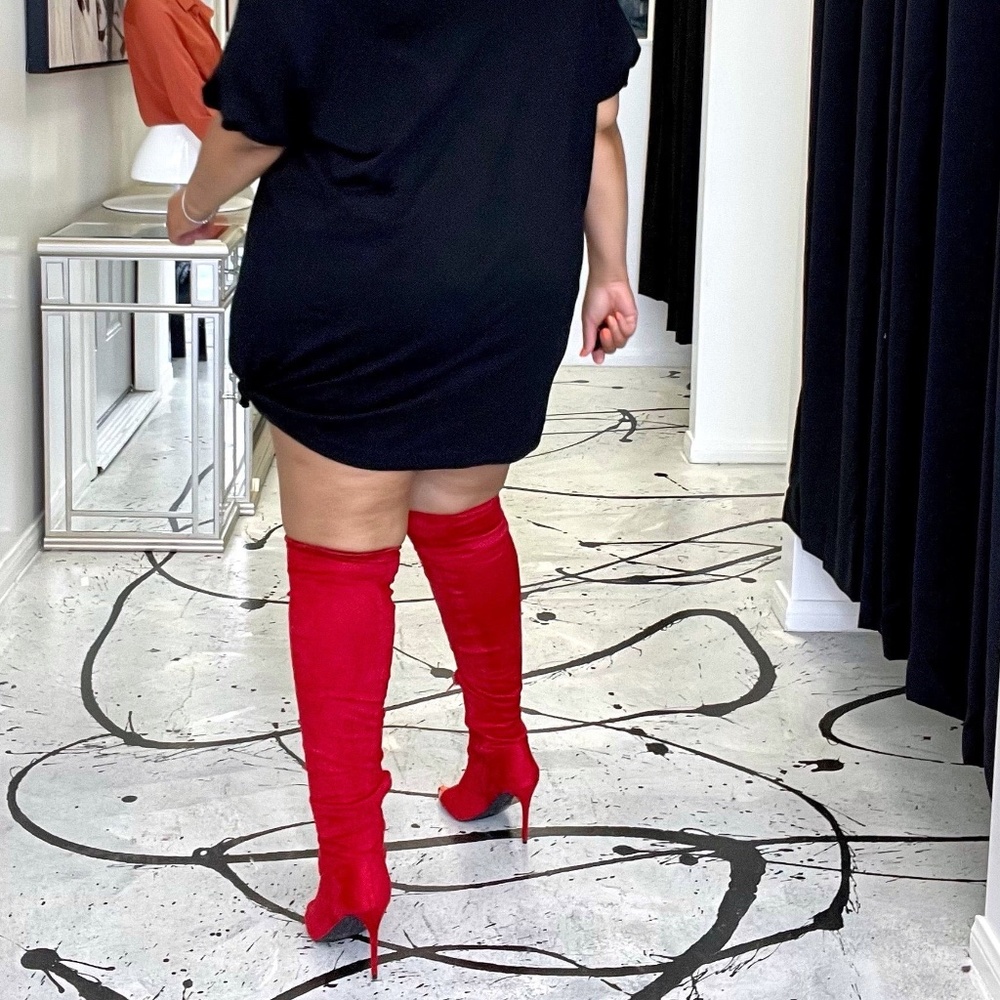 Red Peep Toe Boot - Picture 2 of 2